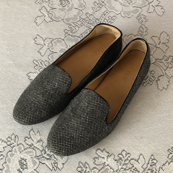 SHOES - Women's J. Crew Cleo Black Tweed Venetian Style Loafer Flats. Size 9